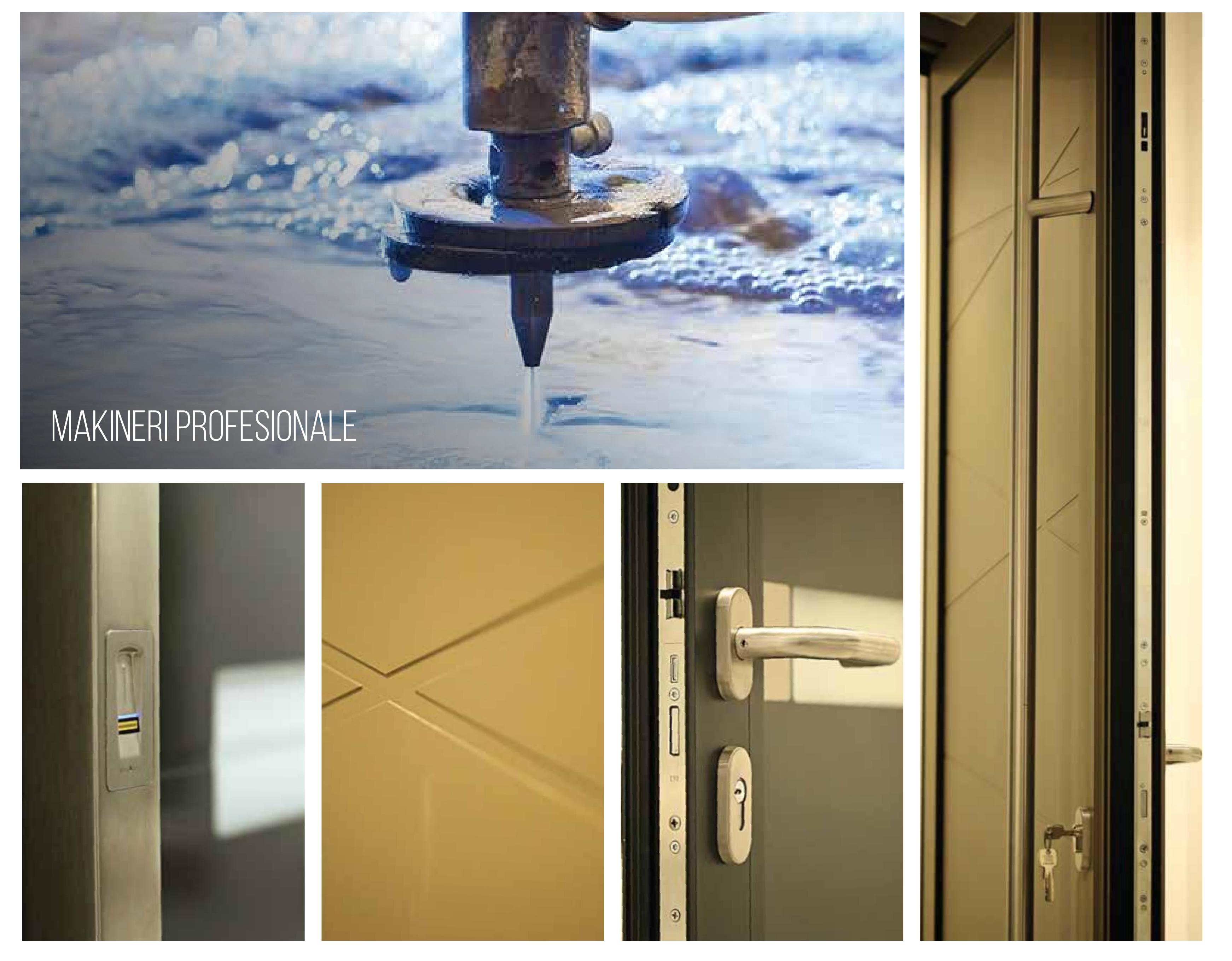 Professionelle CNC-Fertigung, Schlossdetail und Beschlagmontage einer Aluminium-Haustür